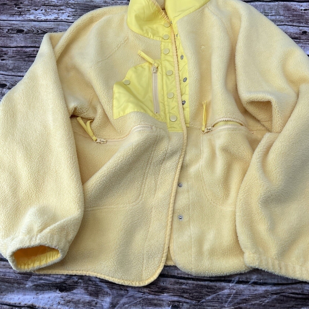 Yellow Fleece Jacket with Snap Buttons